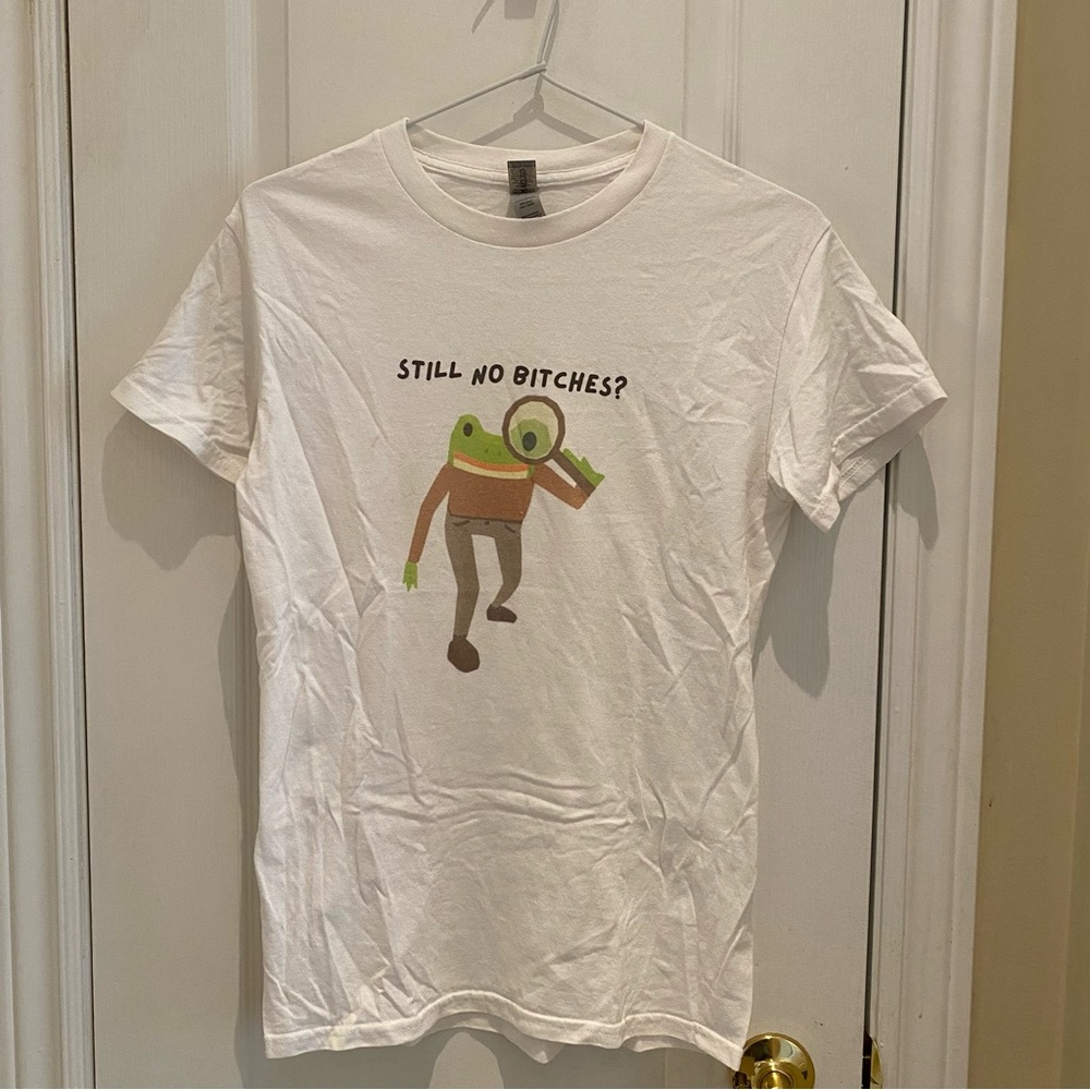 Funny White Graphic T-Shirt with Frog Design